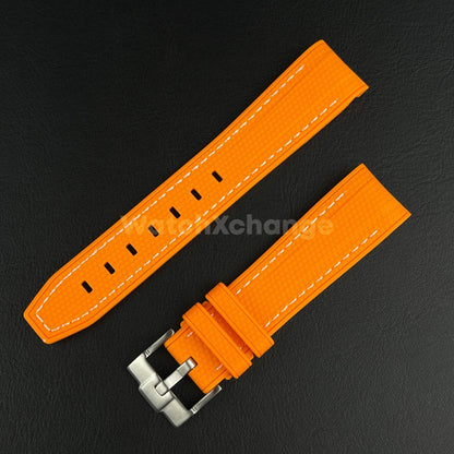 Orange 20mm Silicone Rubber Curved End Watch Strap Band For Omega Rolex