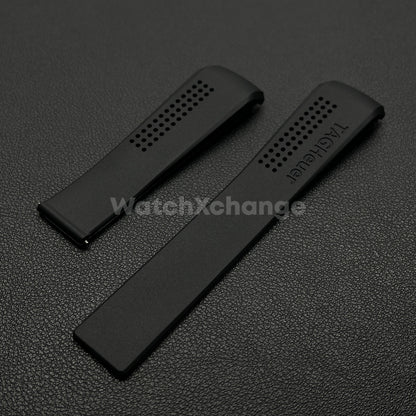 22mm Black Rubber Watch Strap Band Breathable Waterproof For TAG Heuer Carrera