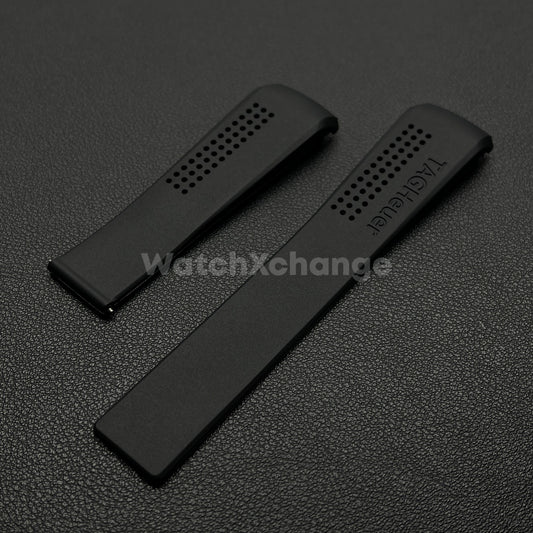22mm Black Rubber Watch Strap Band Breathable Waterproof For TAG Heuer Carrera