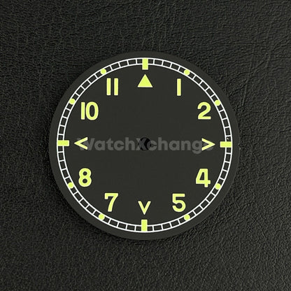 29mm Black Watch Dial Green Luminous for SEIKO NH35 NH36 Watch Movement Parts