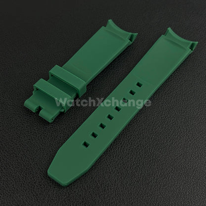 Green 20mm Silicone Rubber Curved End Watch Strap Band For Rolex Submariner GMT