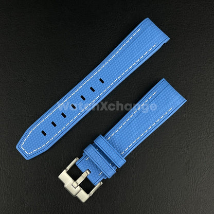 Blue 20mm Silicone Rubber Curved End Watch Strap Band For Omega Rolex