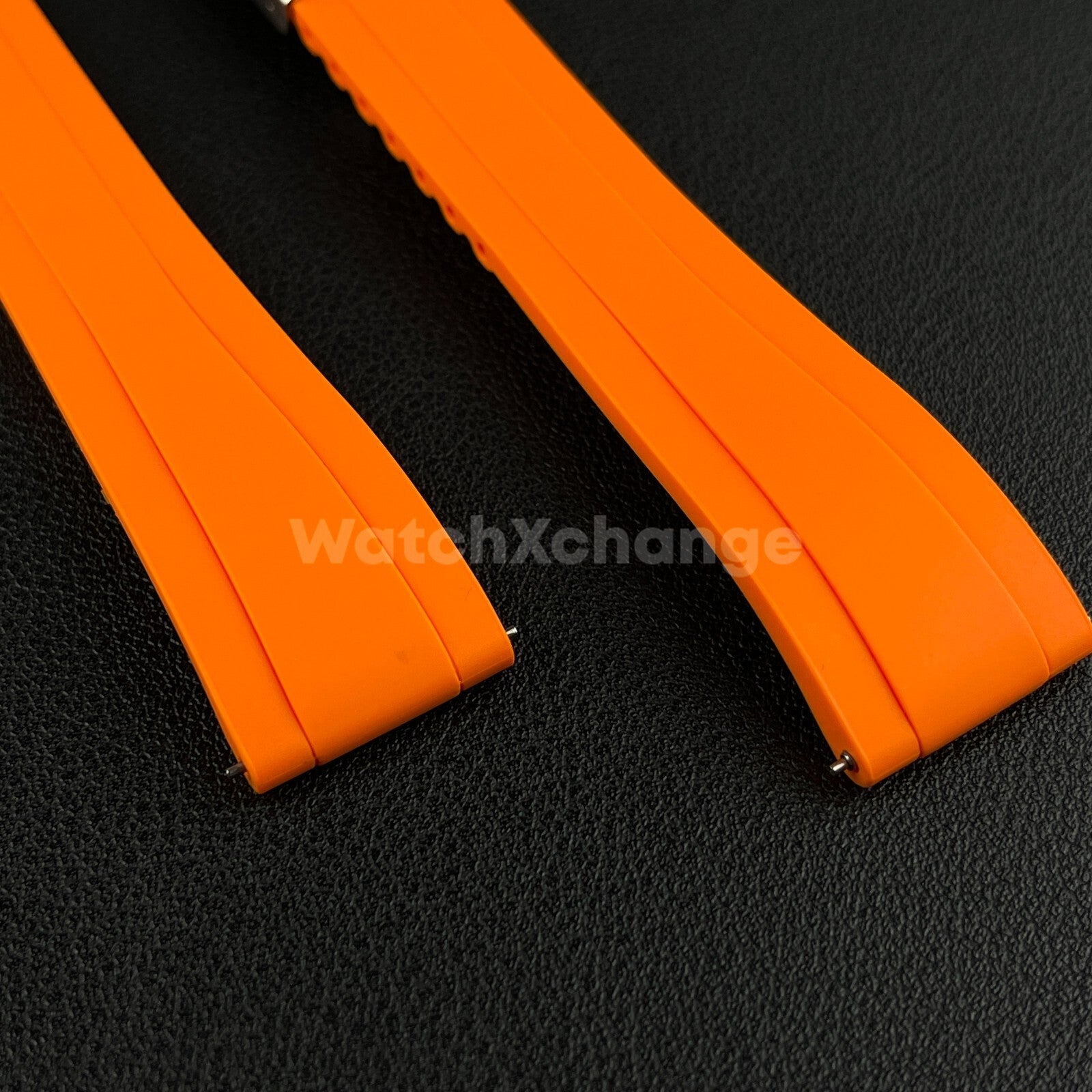 Orange Rubber Watch Strap Deployment Clasp Cut To Size Quick Release 20mm 22mm
