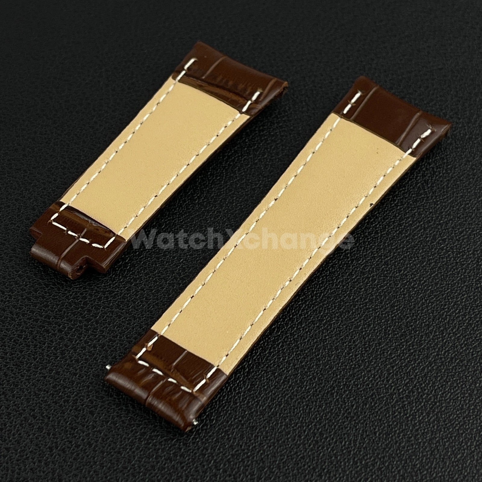 Brown Genuine Leather Strap Band Strap For Rolex Watch Universal 20mm