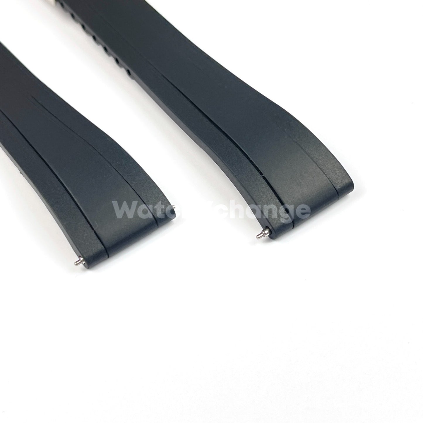 Black Rubber Watch Strap Deployment Clasp Cut To Size Quick Release 20mm 22mm