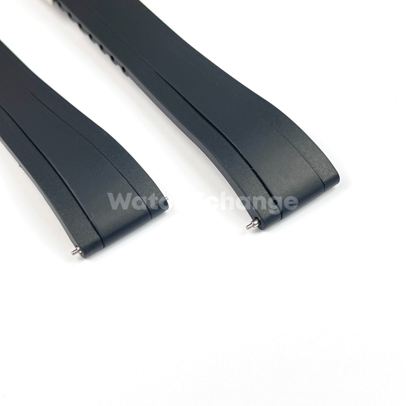 Black Rubber Watch Strap Deployment Clasp Cut To Size Quick Release 20mm 22mm