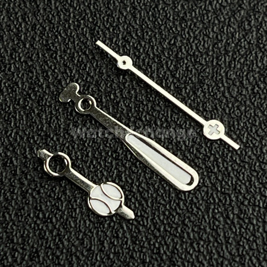 Silver Baseball Bat and Ball Style Watch Hands For SEIKO NH35/36 Movements