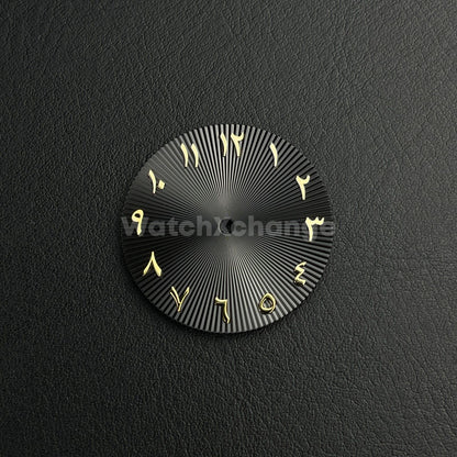 28.5mm Black & Gold Arabic Watch Dial NH35 NH36 Movement Professional