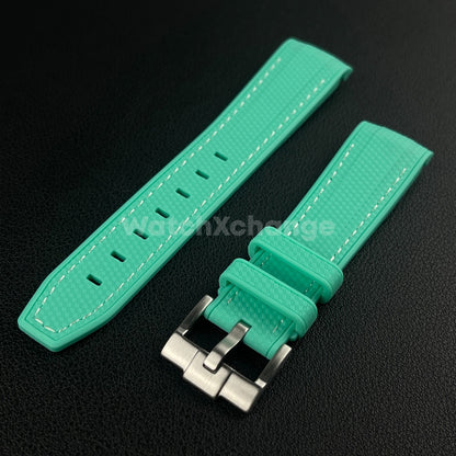 Cyan Green 20mm Silicone Rubber Curved End Watch Strap Band For Omega Rolex