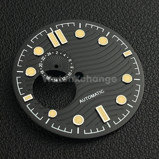 31mm Black & Orange Watch Dial Water Wave Print for SEIKO NH39 Movement