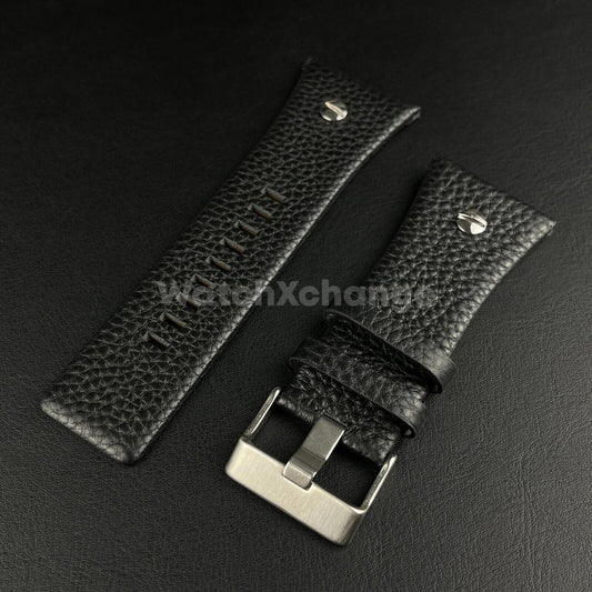 Black Genuine Leather Strap Diesel DZ Series Steel Studded Riveted 22mm - 34mm