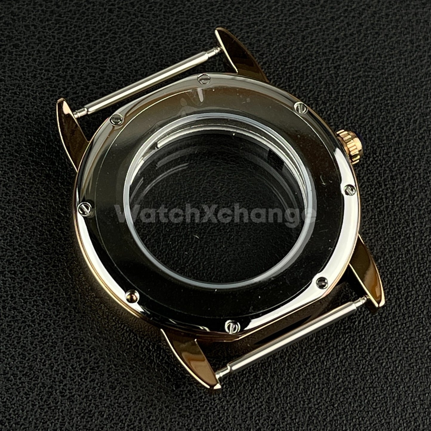 Rose Gold Sapphire Crystal 42mm Steel Watch Case For ETA 2824 PT5000 Movement