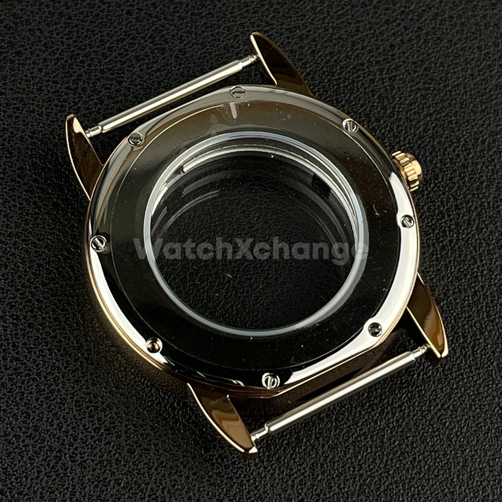 Rose Gold Sapphire Crystal 42mm Steel Watch Case For ETA 2824 PT5000 Movement
