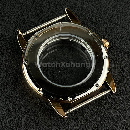 Rose Gold Sapphire Crystal 42mm Steel Watch Case For ETA 2824 PT5000 Movement