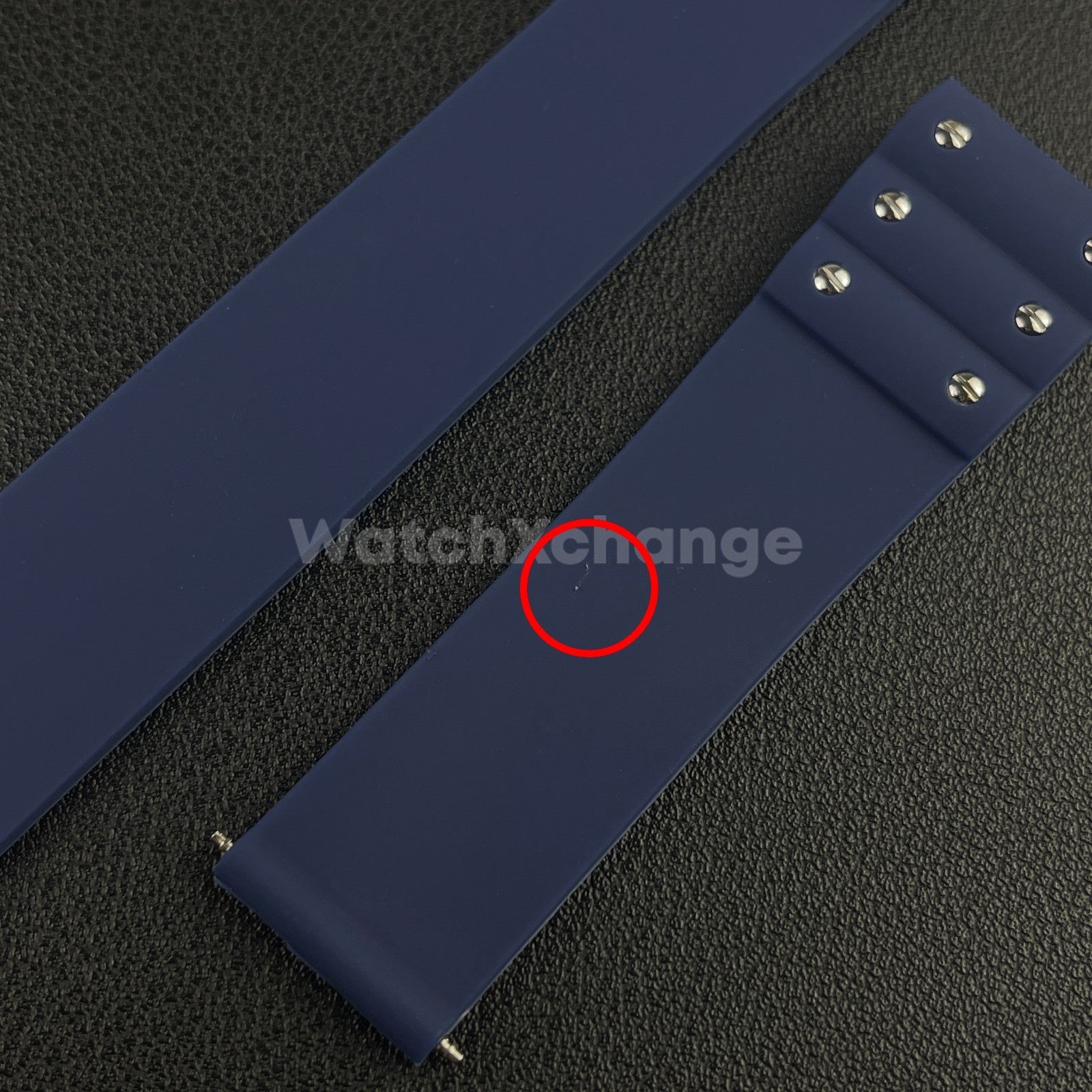 Blue 21mm Silicone Rubber Watch Strap For Cartier Santos