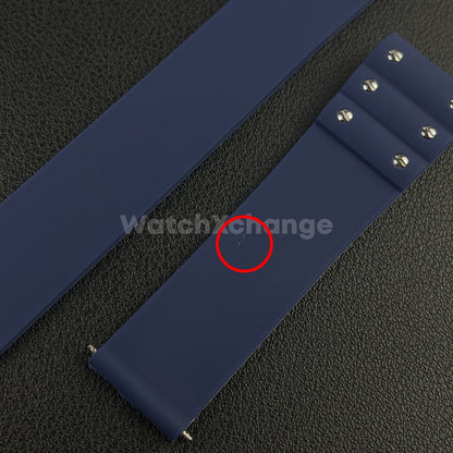 Blue 21mm Silicone Rubber Watch Strap For Cartier Santos