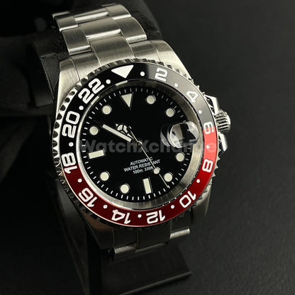 Black & Red Coke 40mm Diving Mens Watch NH35A Automatic Movement Sapphire Steel