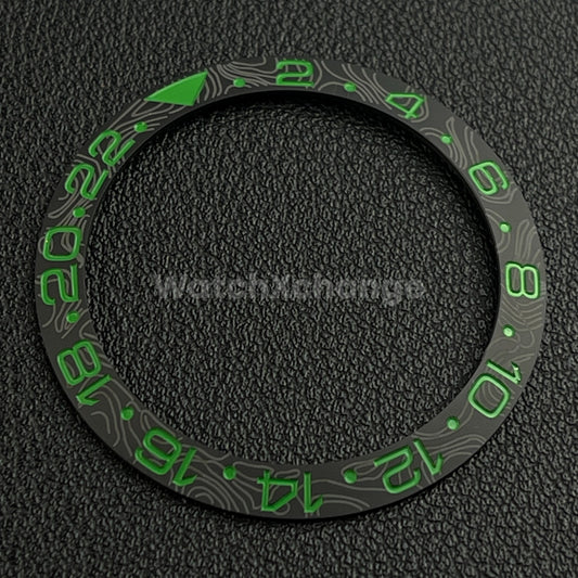Green & Black Grey Carbon Fibre Style Ceramic Watch Bezel Insert for Seiko NH35