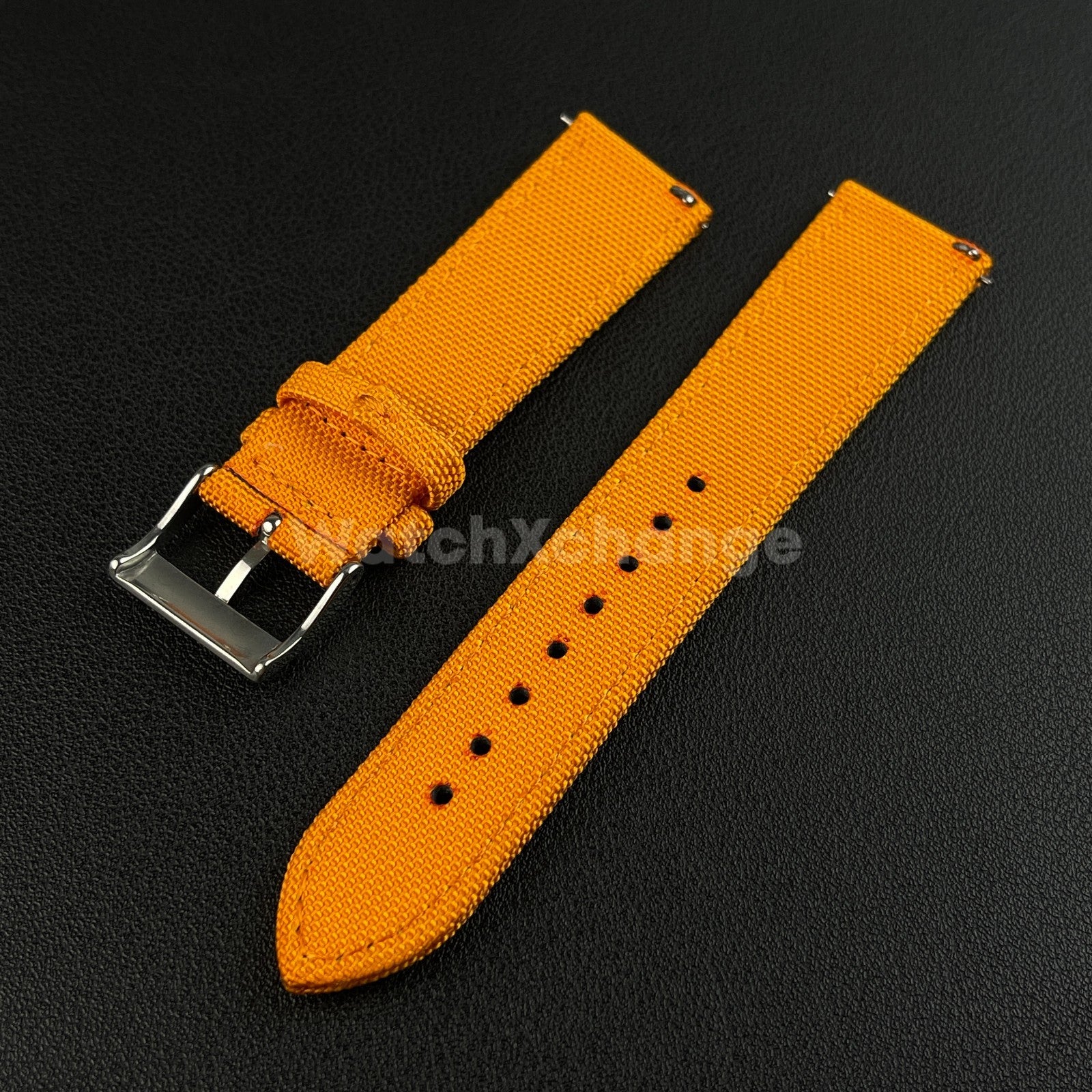 Orange Watch Strap Band Nylon Canvas Sailcloth Quick Release 20mm 22mm 24mm