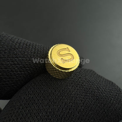 Gold Screw-in Engraved "S" Crown for Seiko SKX007 SKX009 NH35 NH36 SRPD