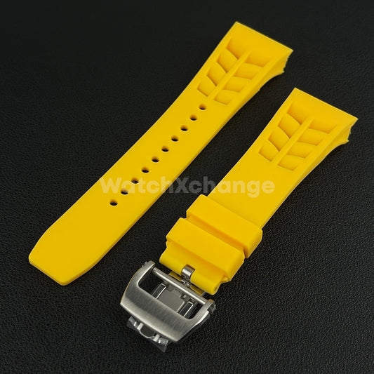 Yellow 25mm-Spring Bar-Watch Rubber Band Strap For RICHARD MILLE RM011 RM-11