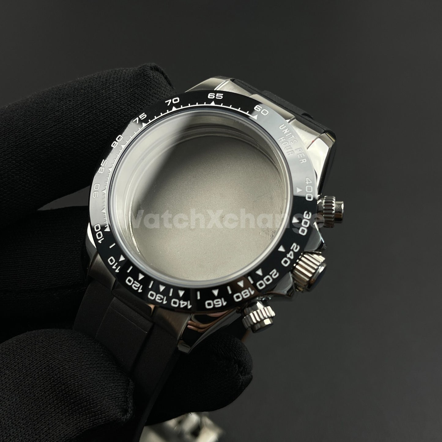 40mm Silver Stainless Steel Sapphire Glass Watch Case for VK63 Quartz Movement
