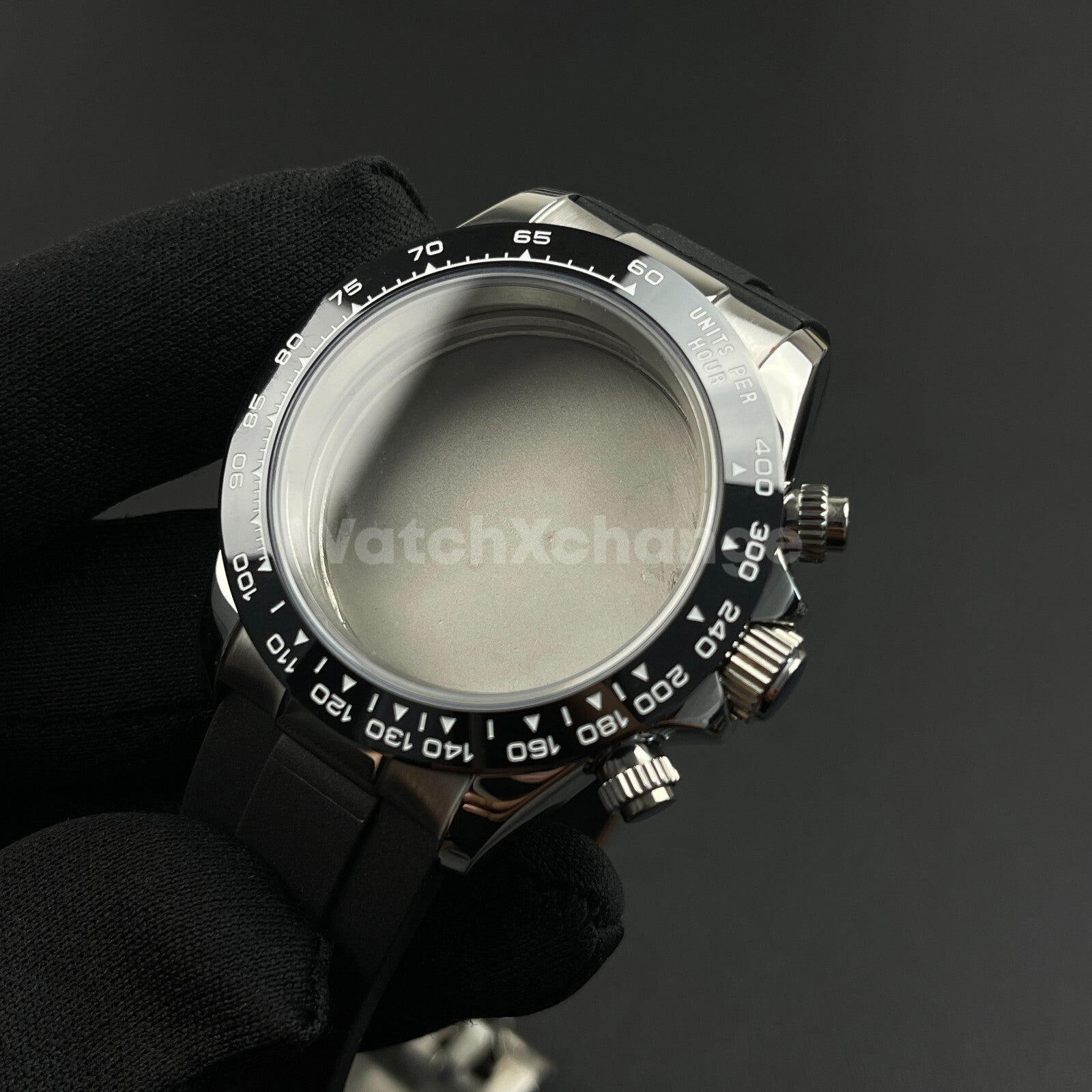 40mm Silver Stainless Steel Sapphire Glass Watch Case for VK63 Quartz Movement