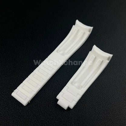 White 21mm 22mm Curved Rubber Strap for Rolex DAYTONA SUBMARINER Yacht-Master