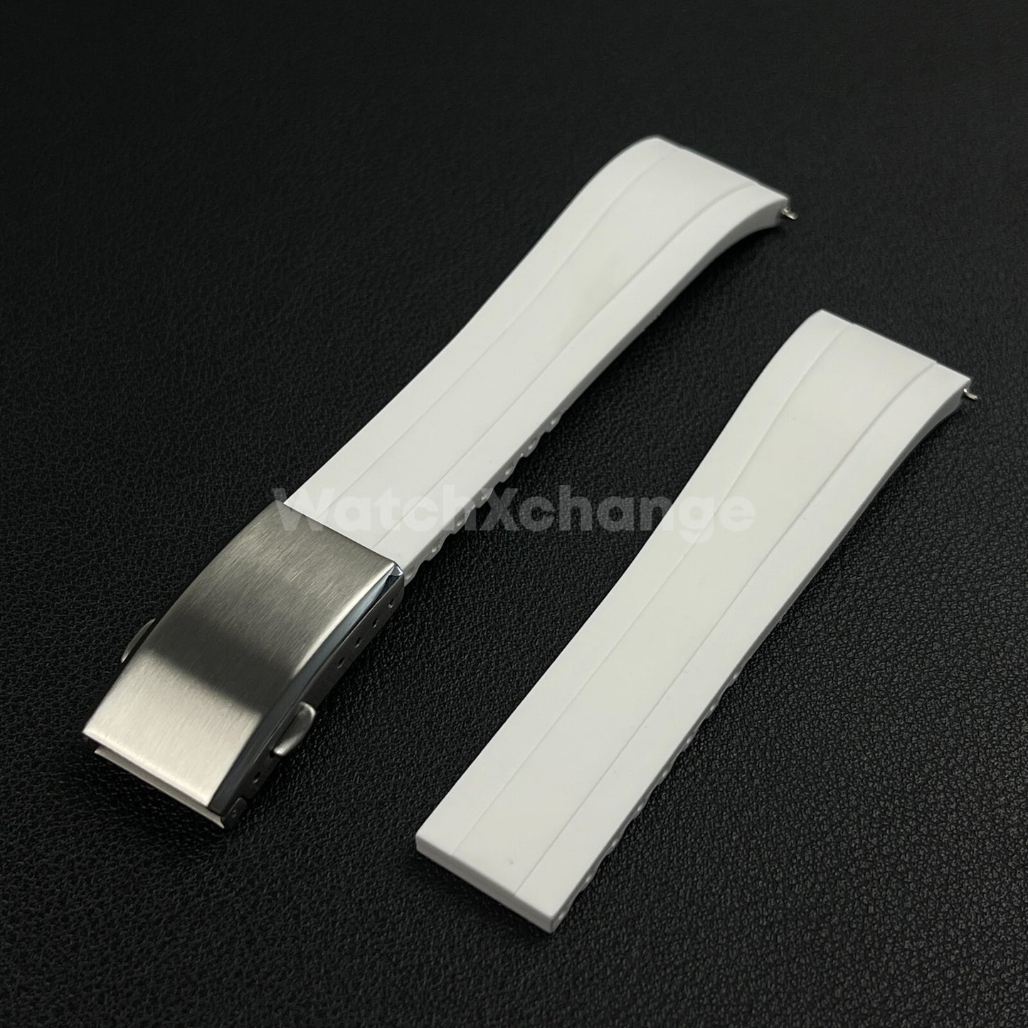 White Rubber Watch Strap Deployment Clasp Cut To Size Quick Release 20mm 22mm