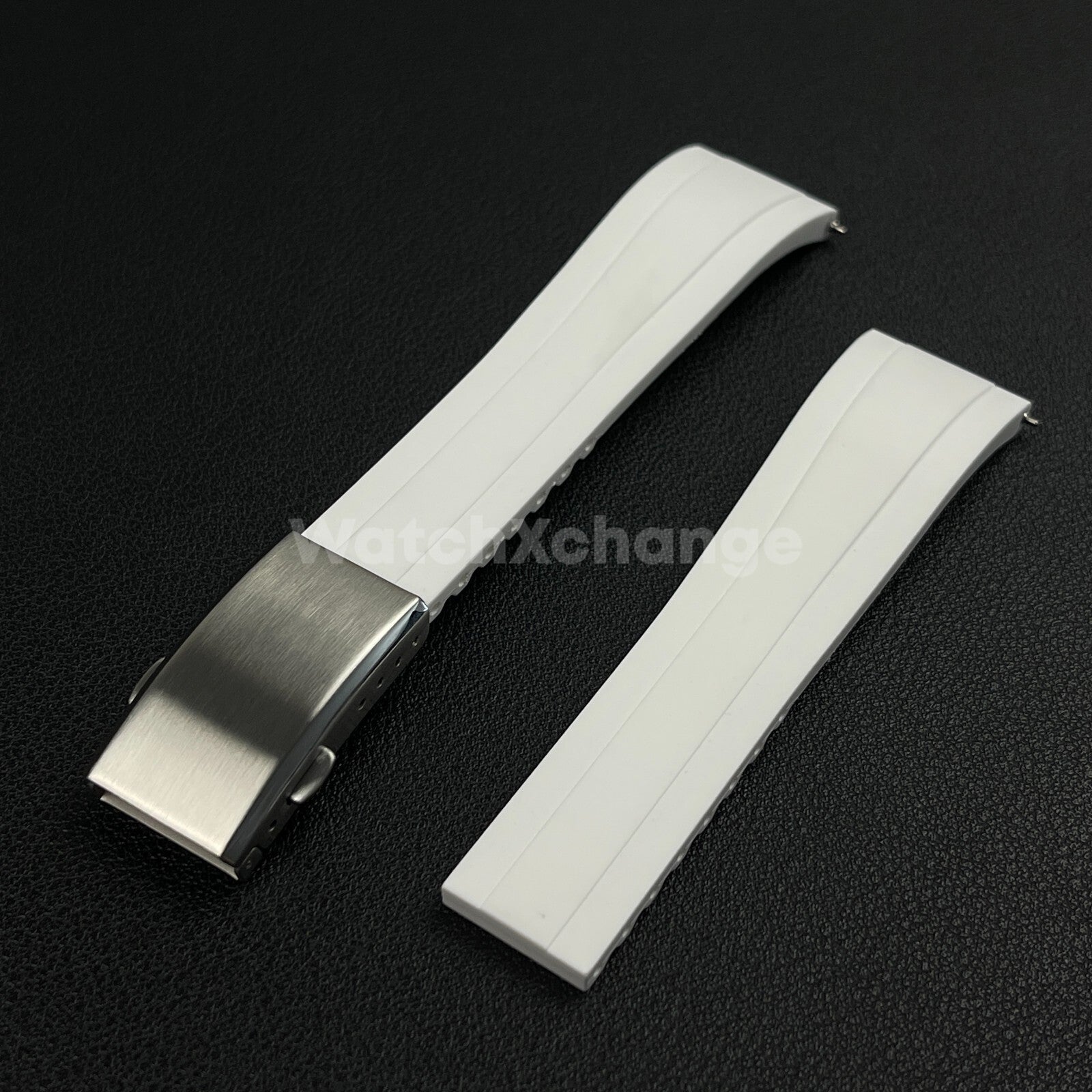 White Rubber Watch Strap Deployment Clasp Cut To Size Quick Release 20mm 22mm