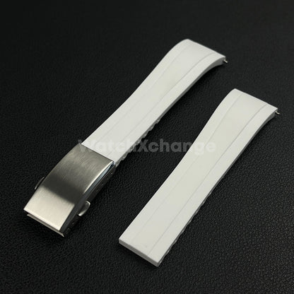 White Rubber Watch Strap Deployment Clasp Cut To Size Quick Release 20mm 22mm