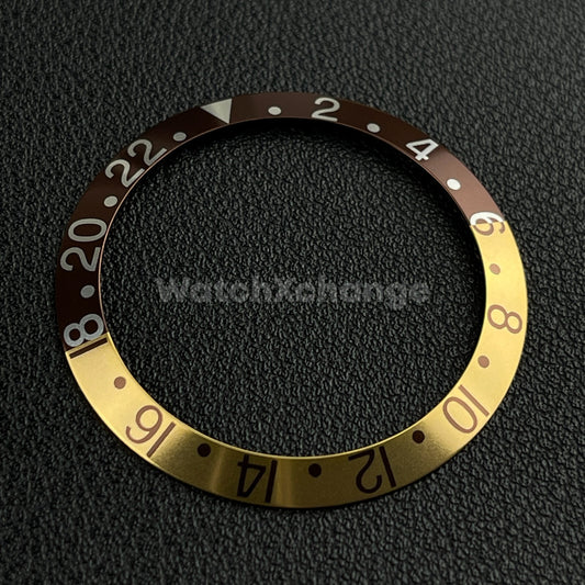 Brown & Gold 37.6mm Aluminium Watch Bezel Insert for Rolex 16610 Seiko
