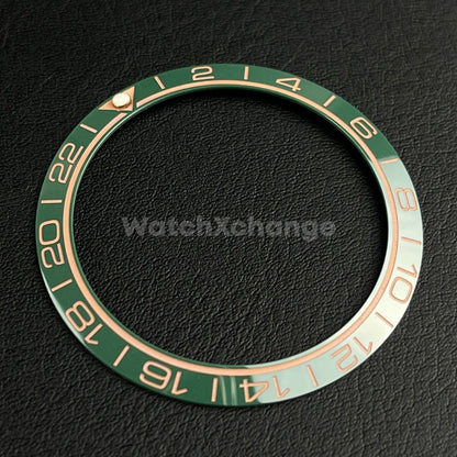 Green Ceramic Bezel Insert 38mm GMT For Rolex Seiko SKX007 SKX009 SRPD Sloped