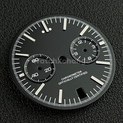 Black 31.5mm Modified Watch Dial Accessory for VK64 Quartz Movement