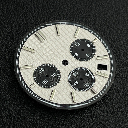 White & Black 31.8mm Modified Watch Dial Accessory for VK63 Quartz Movement