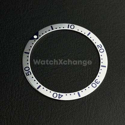 Silver & Blue 39mm Flat Aluminium Bezel Insert For Divers Watch Seiko Mod Turtle