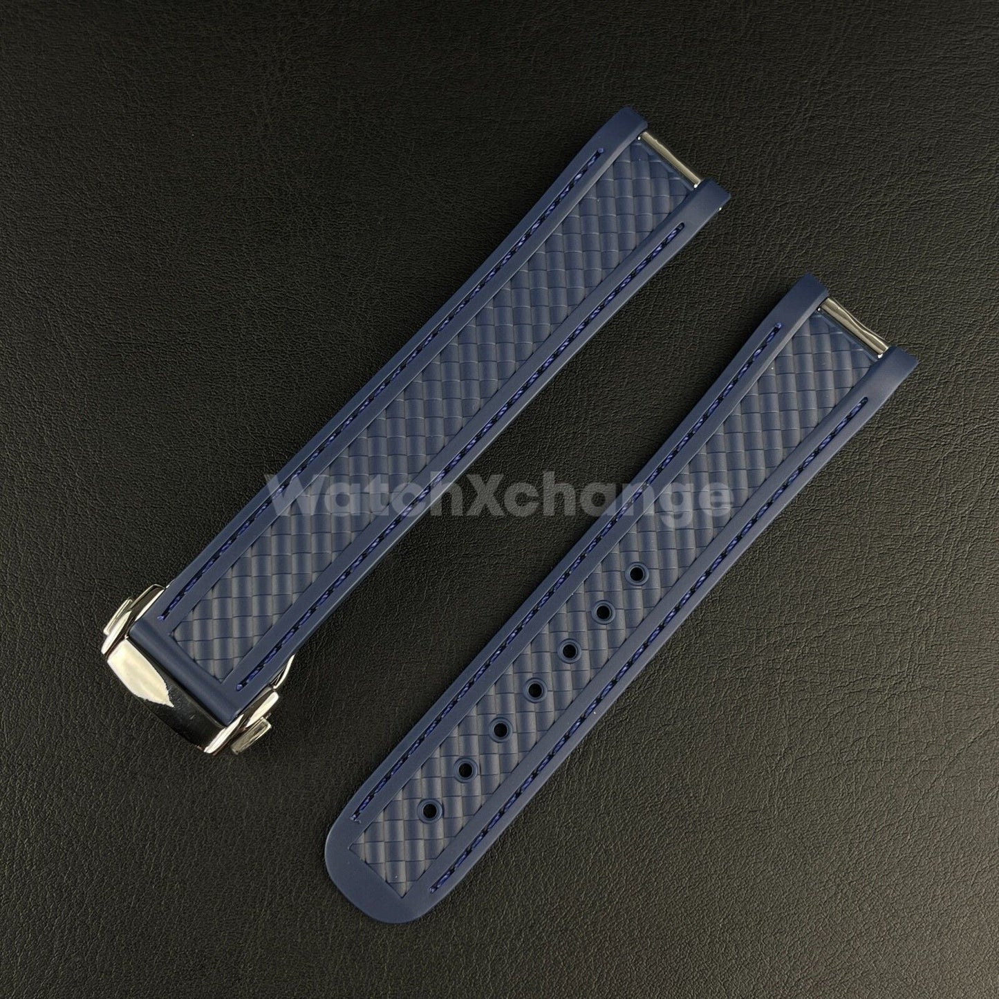 Blue Silicone Rubber Watch Strap For Omega Seamaster Aqua Terra 19/20mm