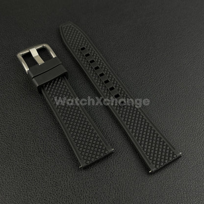 Black Premium Waffle FKM Rubber Watch Strap Band 20mm 22mm Quick Release