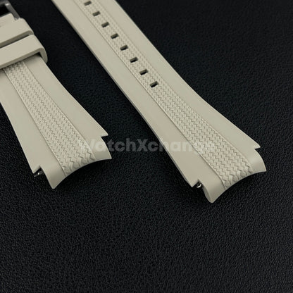 Beige 20mm Silicone Rubber Curved End Watch Strap Band For Omega Rolex