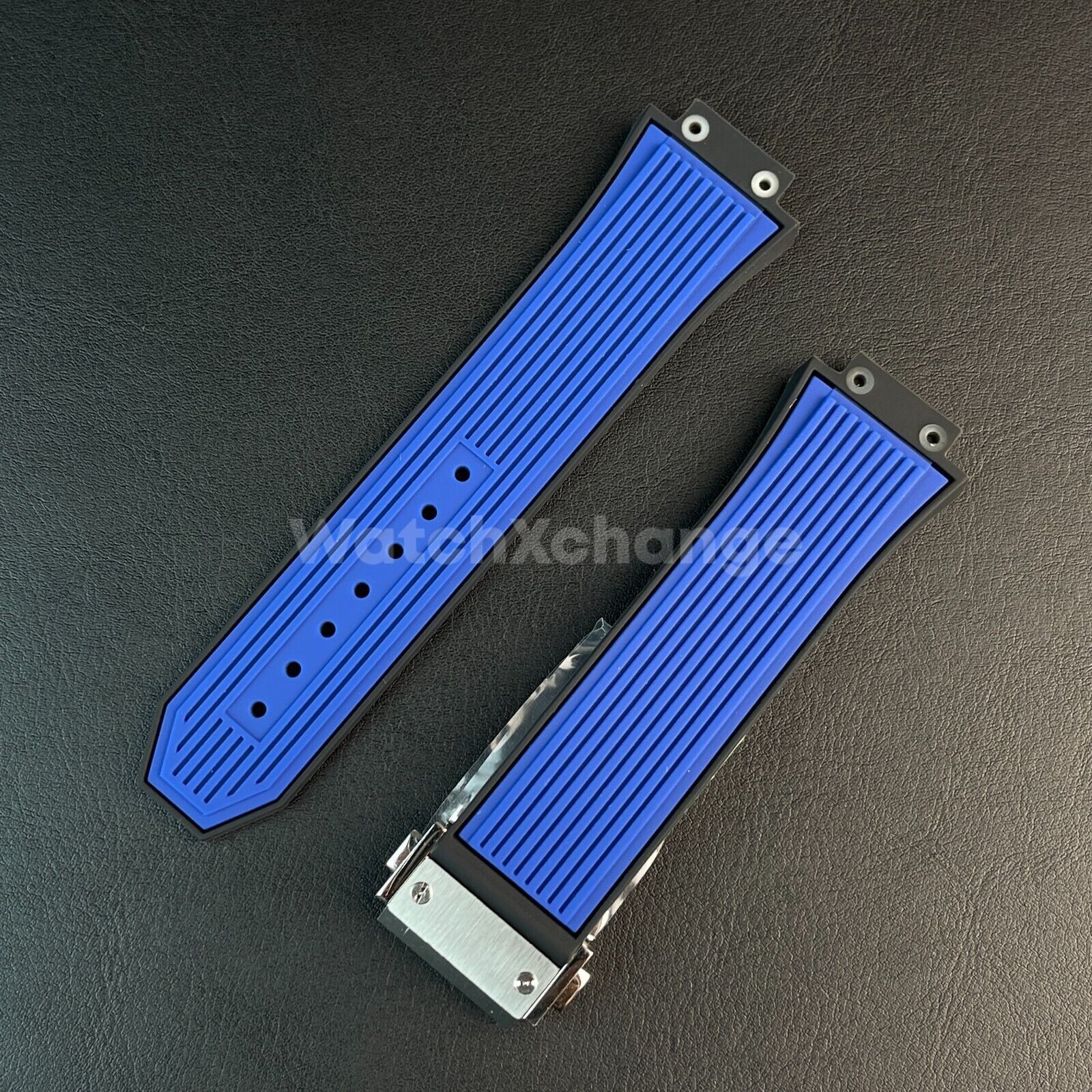 Blue Rubber Silicone Watch Strap Waterproof Band 27*17mm Fit HUBLOT BIG BANG