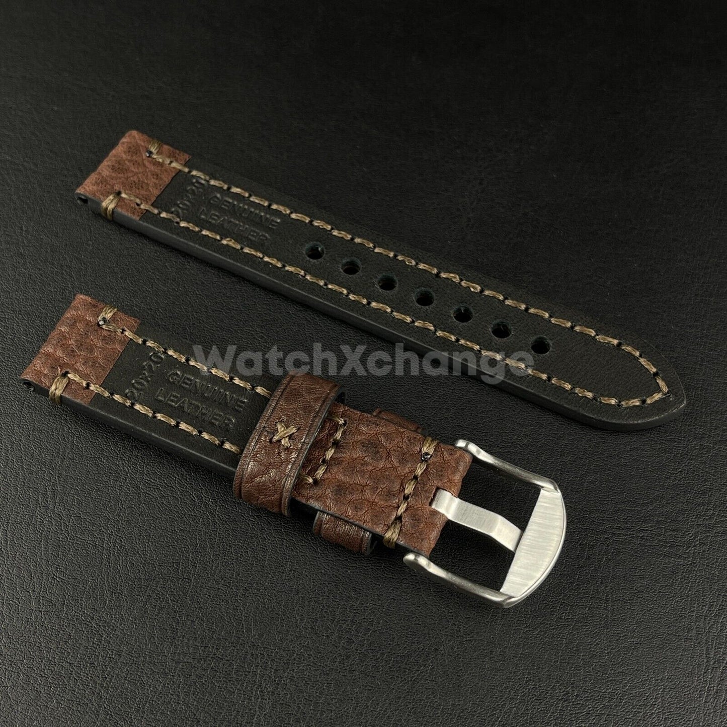 Mens Genuine Brown Leather Watch Strap Band for PANERAI FOSSIL 20mm, 22mm, 24mm