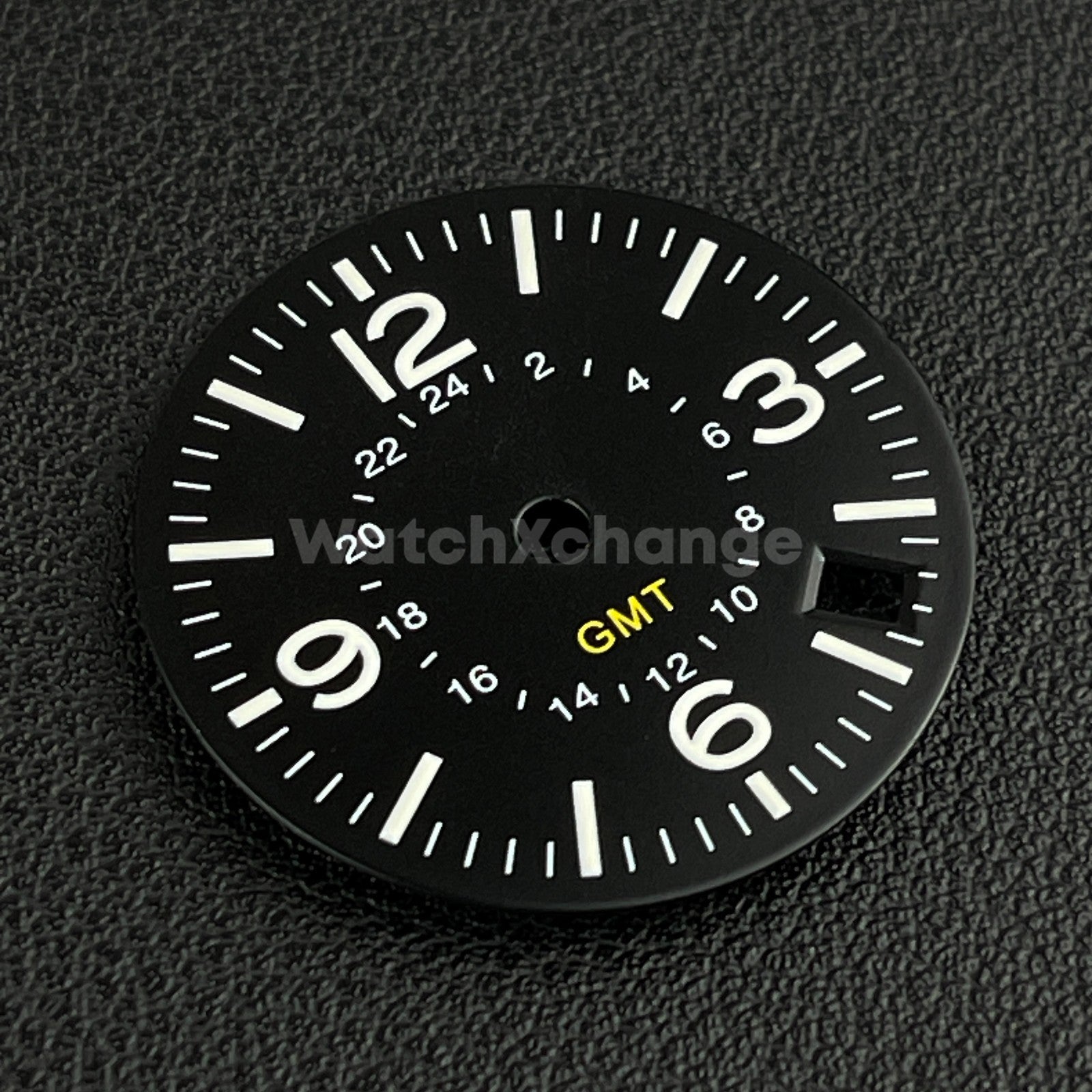28.5mm Black Pilot GMT Watch Dial Replacement for NH34 Watch Movement Parts