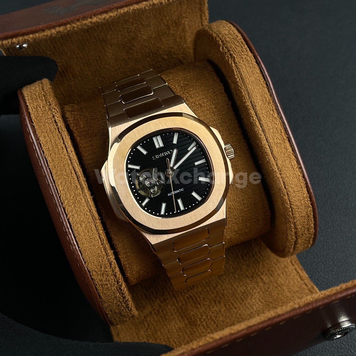 Brown Luxury Watch Storage Case Portable Travel Leather Watch Handmade Case