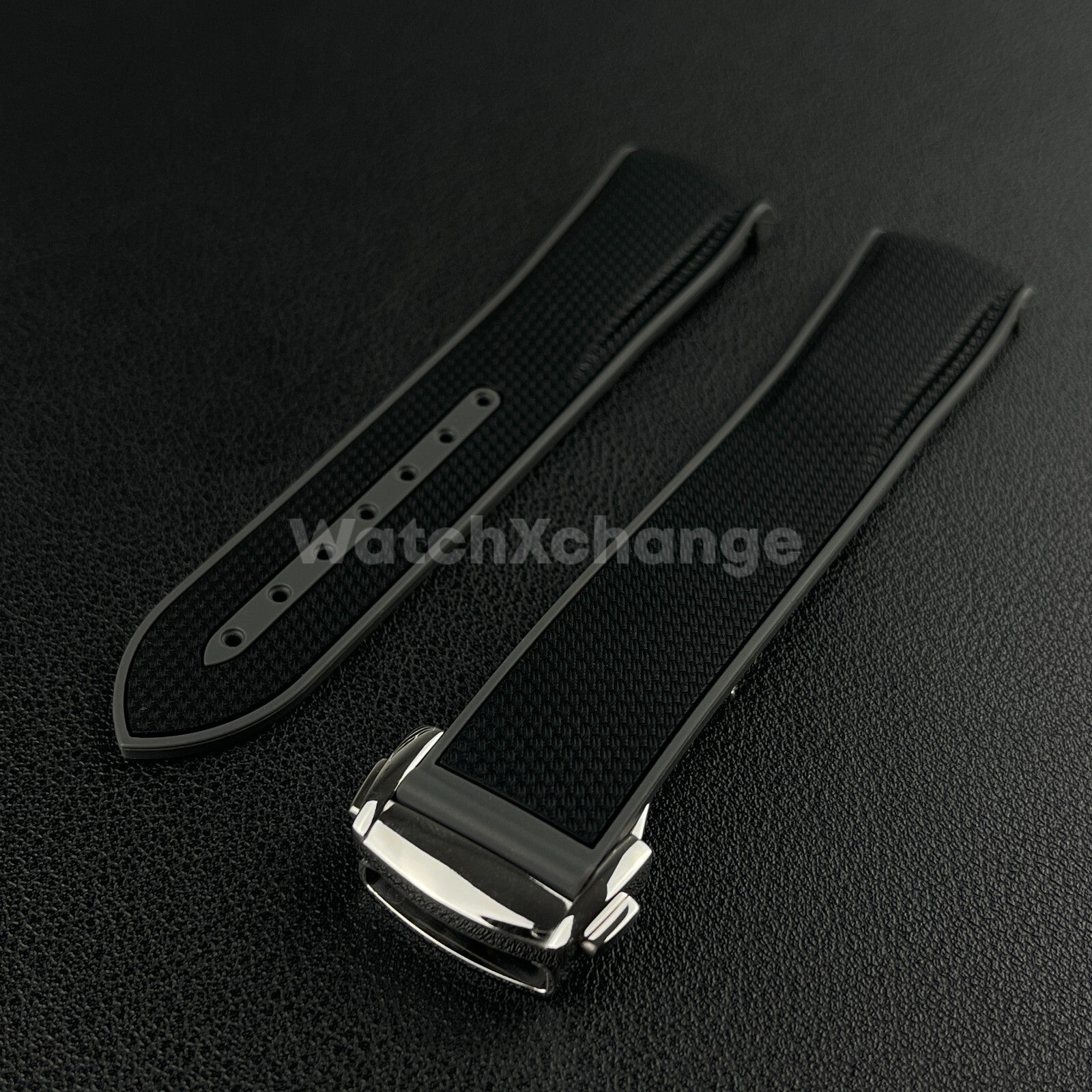Black & Grey Curved End Silicone Rubber Watch Strap For Omega Seamaster 20mm