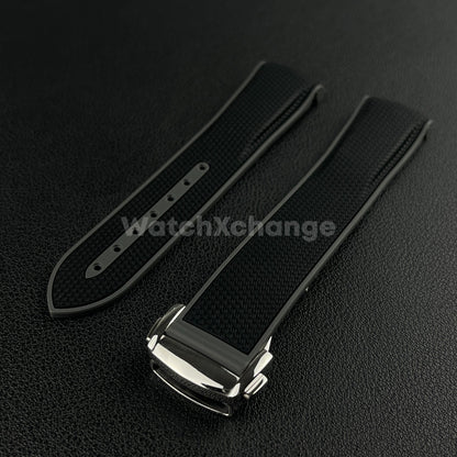 Black & Grey Curved End Silicone Rubber Watch Strap For Omega Seamaster 20mm