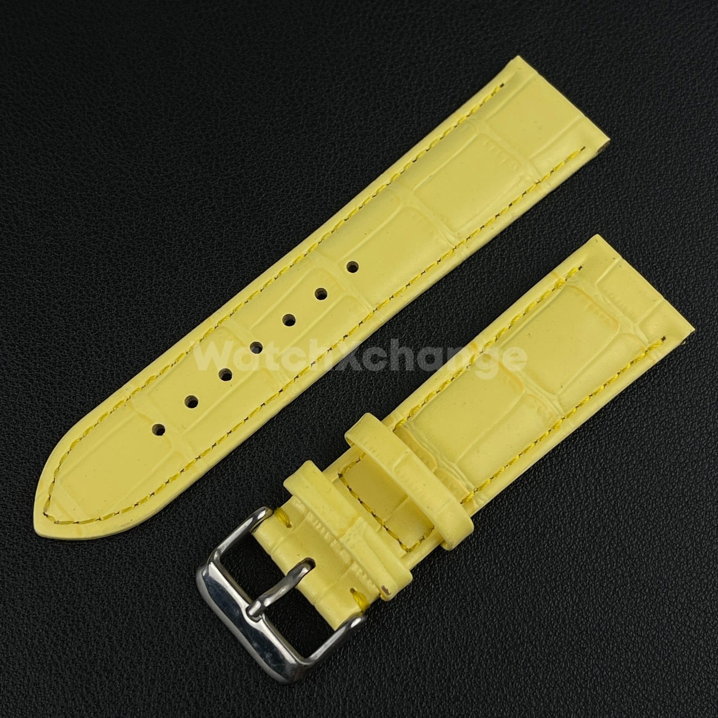 Defective Yellow Genuine Leather Universal Watch Strap Band Alligator Grain 22mm
