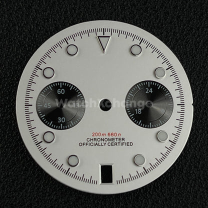 White 30mm Modified Watch Dial Accessory for VK64 Quartz Movement