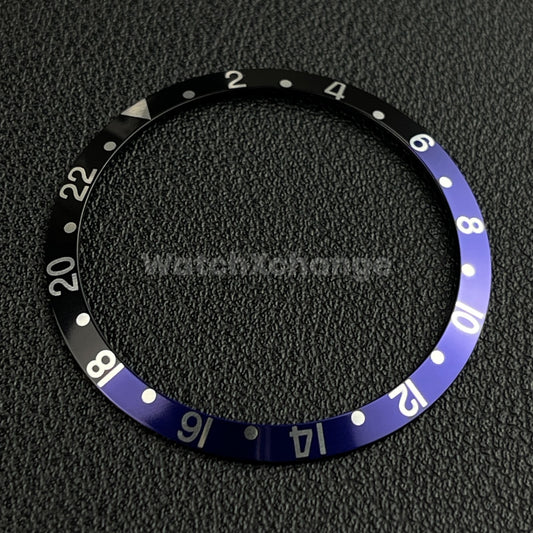 Black & Blue GMT 36.5mm Sloped Aluminium Watch Bezel Insert for Rolex Seiko