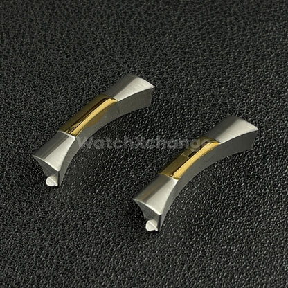 Silver & Gold 22mm Curved End Links Watch Band Strap Bracelet For Rolex 126600
