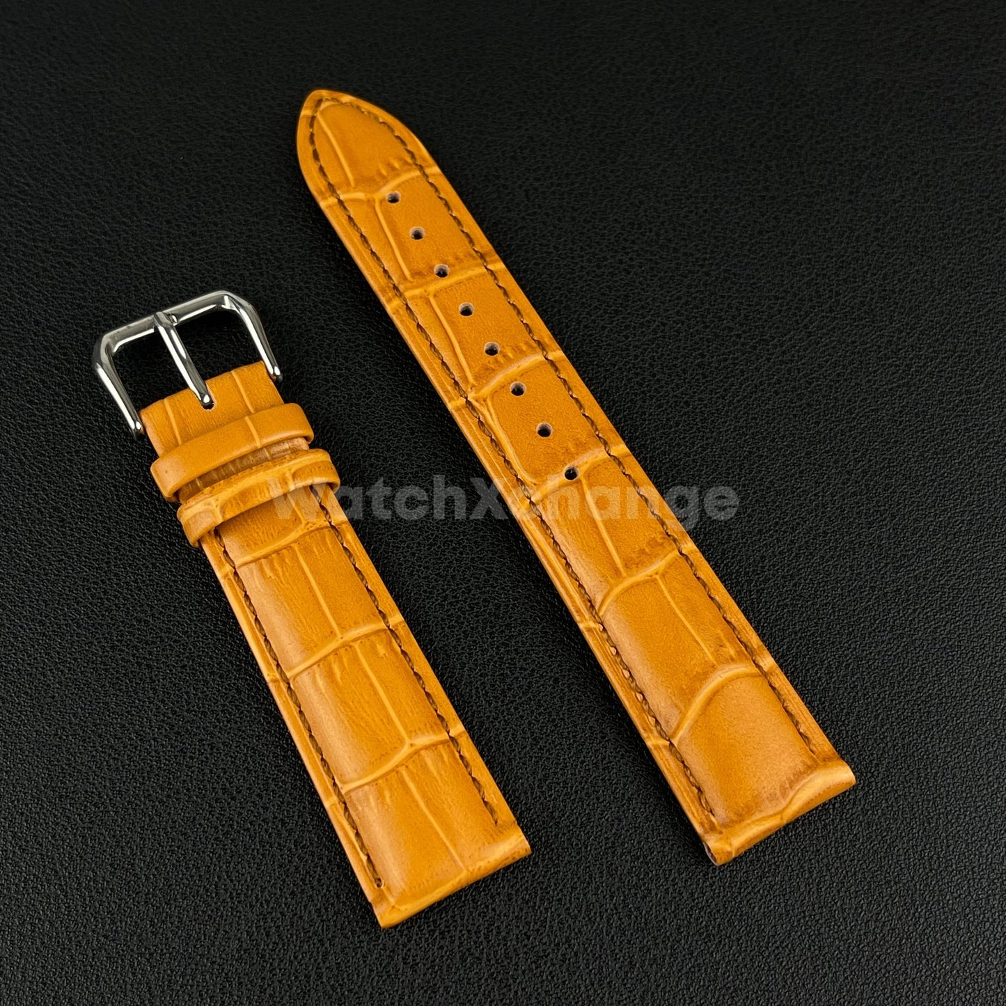 Orange Genuine Leather Universal Watch Strap Band Alligator Grain 20mm